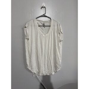 Athleta Sheer White‎ V-neck Oversize Tee Womens Size M